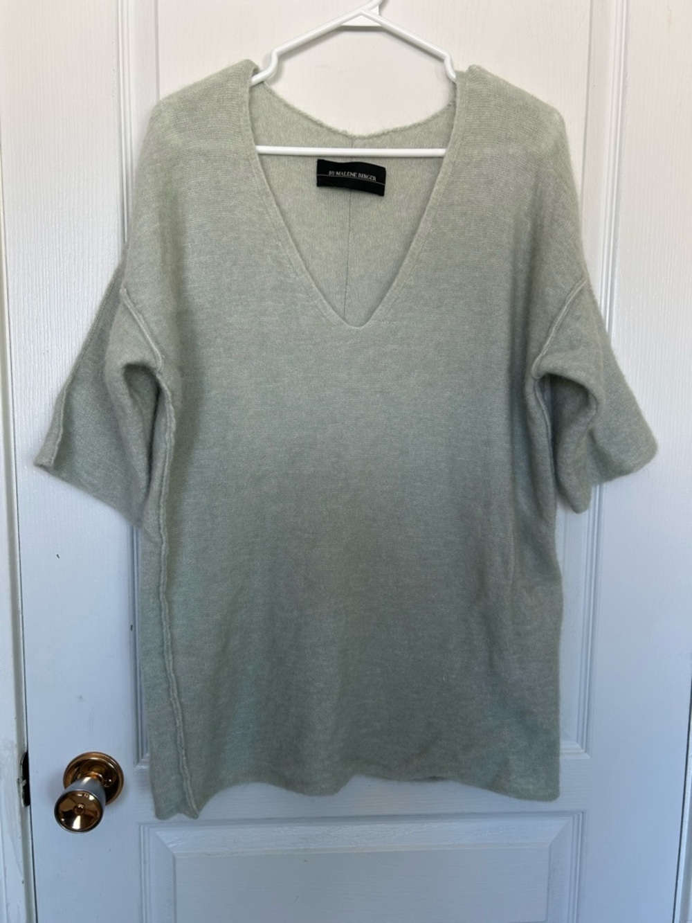 By Malene Birger V-Neck Sweater - Sage Green Small Wool Kidmohair Elastane